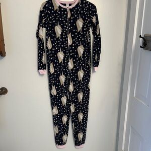 George Kids One Piece Pajama - Navy with Unicorns